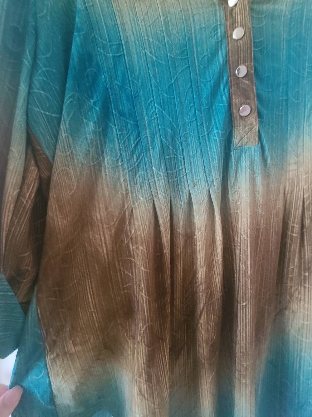 new directions Teal and Brown Ombre Button-Up Tunic - Picture 6 of 6